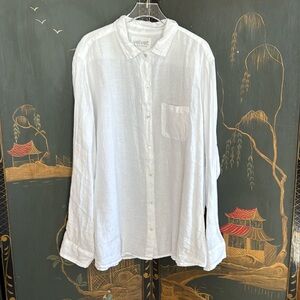 Velvet by Jenny Graham White Linen oversized top Size XL